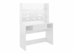 Best vidaxl Tocador de maquillaje luces LED MDF brillo 100x40x135 cm Blanco
