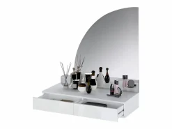 Best Vente-unique Tocador de pared con espejo LED y 2 cajones, - JINEZA Blanco