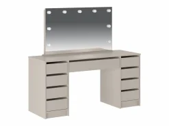 Clearance Vente-unique Tocador doble con espejo con LEDs y 9 cajones en color - JENEMI Beige