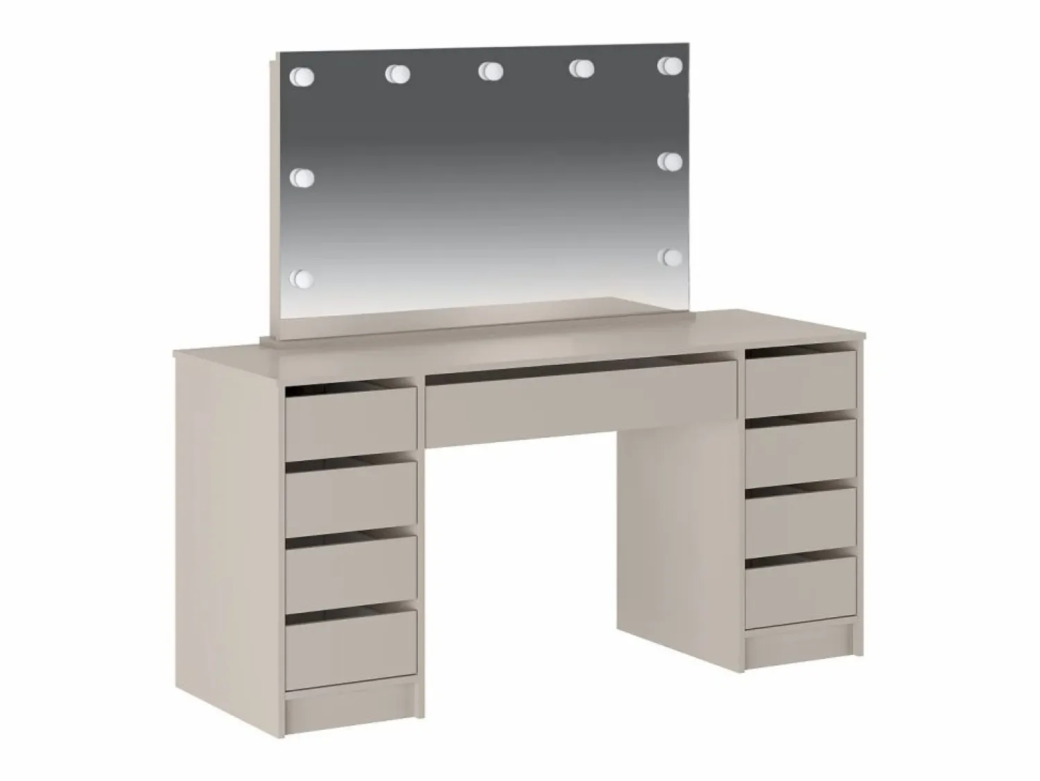 Clearance Vente-unique Tocador doble con espejo con LEDs y 9 cajones en color - JENEMI Beige