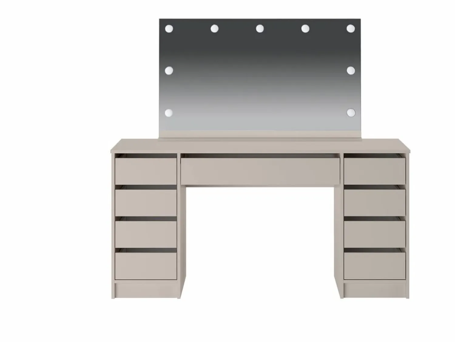 Clearance Vente-unique Tocador doble con espejo con LEDs y 9 cajones en color - JENEMI Beige