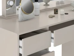 Clearance Vente-unique Tocador doble con espejo con LEDs y 9 cajones en color - JENEMI Beige