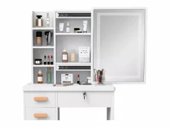 Sale Tocador Maquillaje Mesa Espejo con luz LED Deslizante Taburete Caroline Tocador