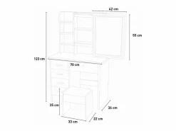 Sale Tocador Maquillaje Mesa Espejo con luz LED Deslizante Taburete Caroline Tocador