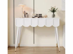 Discount Merax Tocador moderno con 2 cajones - 100 x 40 x 76 cm - patas de metal - MDF + aglomerado - Blanco