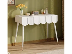 Discount Merax Tocador moderno con 2 cajones - 100 x 40 x 76 cm - patas de metal - MDF + aglomerado - Blanco