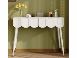 Discount Merax Tocador moderno con 2 cajones - 100 x 40 x 76 cm - patas de metal - MDF + aglomerado - Blanco