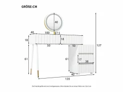 Hauss Spole Tocador moderno con espejo LED - con 3 cajones - 100 x 40 x 127 cm -
