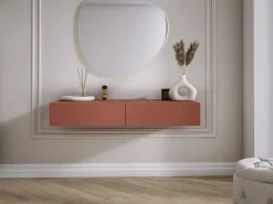 Outlet Tocador suspendido con dos cajones, frente liso - color : ladrillo, 100 x 40 x 16 cm Muebles Niño|Tocador