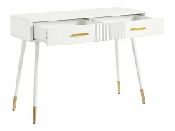 ModernLuxe Tocador 100x40x76 cm - con 2 cajones - patas de metal - (sin espejo) Blanco