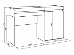 Skraut Home Tocador, 75x35x121 cm, Con cajón, Con almacenamiento, Roble