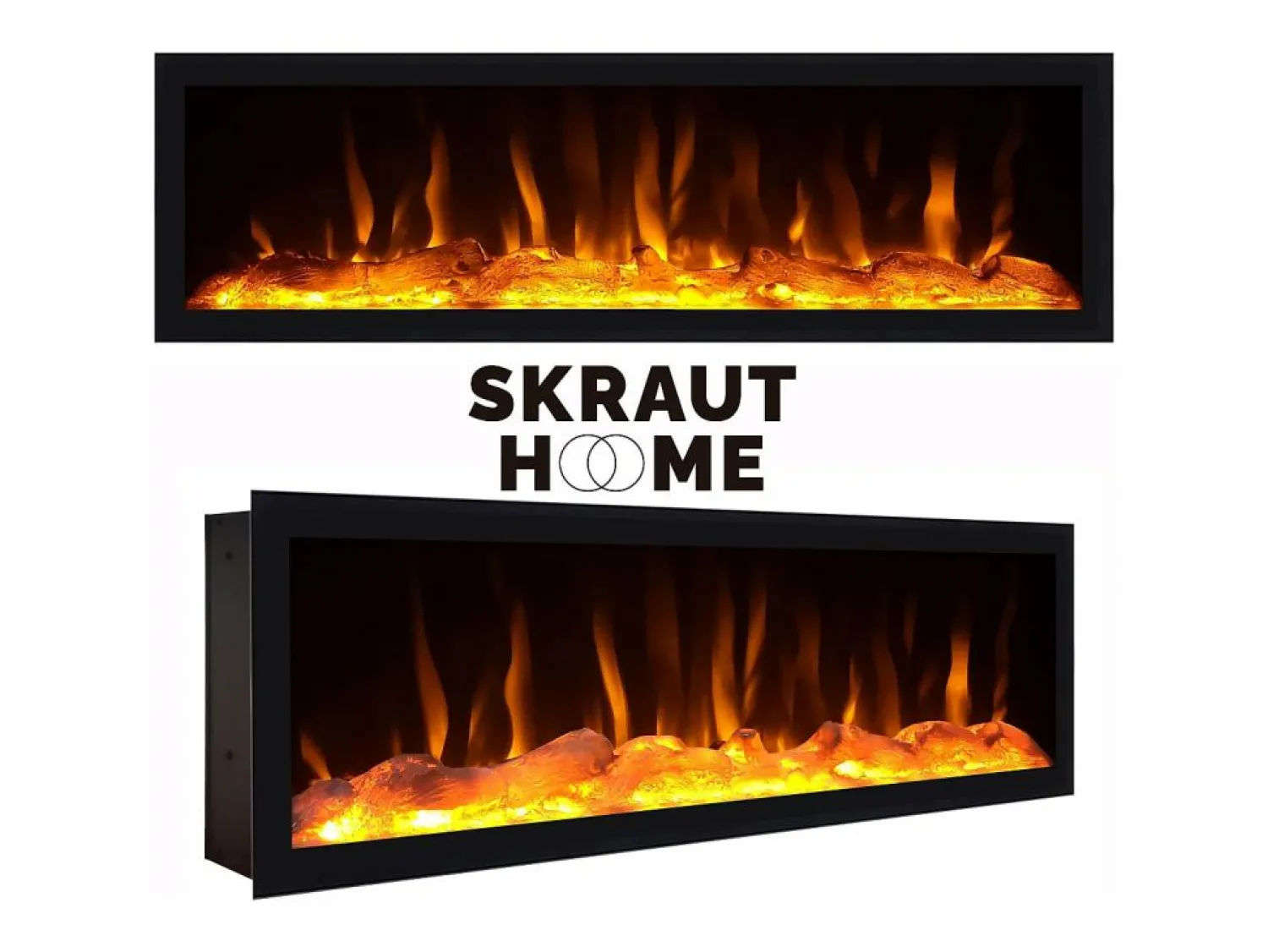 Skraut Home Tocador, 177x35x75cm, Con cajón, Chimenea eléctrica XXL, Cemento