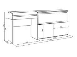 Skraut Home Tocador, 177x35x75cm, Con cajón, Chimenea eléctrica XXL, Cemento