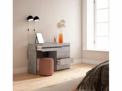 Hot Skraut Home Tocador, 127x35x75cm, Con cajón, Cómoda, Cajonera, Cemento Gris