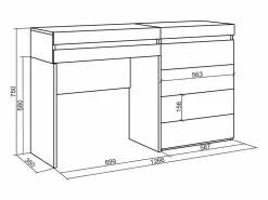 Hot Skraut Home Tocador, 127x35x75cm, Con cajón, Cómoda, Cajonera, Cemento Gris