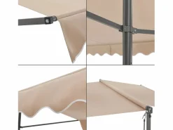 Helloshop26 Toldo autoportante de doble vertiente 300 x 300 x 260 cm arena 03_0008293