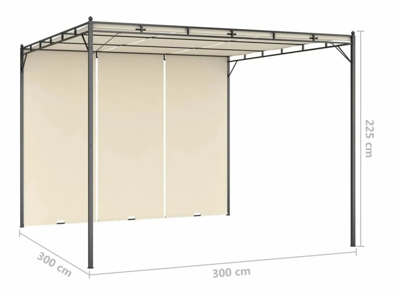 vidaxl Toldo Lof con cortina lateral crema 2,25x3x3 m
