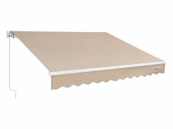 Outlet Toldo Manual Retráctil Para Terraza SucceBuy 243,84 x 213,36 cm Toldo Parasol Con Manivela Caqui