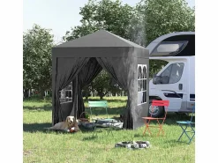Clearance Toldo Plegable 4 m² - 2 ventanas, 4 lados - Acero y tela Oxford - 2 puertas con cremallera Cenador Y Quiosco