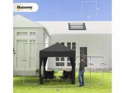 Clearance Toldo Plegable 4 m² - 2 ventanas, 4 lados - Acero y tela Oxford - 2 puertas con cremallera Cenador Y Quiosco