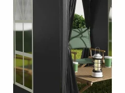 Clearance Toldo Plegable 4 m² - 2 ventanas, 4 lados - Acero y tela Oxford - 2 puertas con cremallera Cenador Y Quiosco