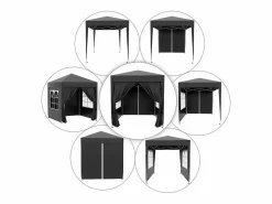 Clearance Toldo Plegable 4 m² - 2 ventanas, 4 lados - Acero y tela Oxford - 2 puertas con cremallera Cenador Y Quiosco