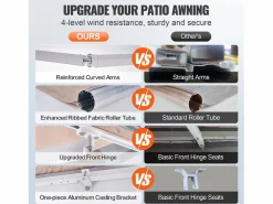 Sale Toldo Retráctil Manual para Patio SucceBuy, 366 x 305 CM, Toldo Retráctil para Patio, Protección Solar con Manivela Estor Y Toldo