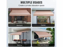 Sale Toldo Retráctil Manual para Patio SucceBuy, 366 x 305 CM, Toldo Retráctil para Patio, Protección Solar con Manivela Estor Y Toldo