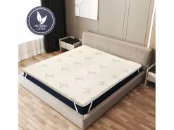 Topper de Látex Natural 140x200 | Bambú transpirable, desenfundable Sobrecolchón