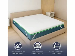 Hot The White Stone Topper matrimonial 160 x 200 Memory Foam Breeze 9 zonas | Altura 5 cm | Hecho en Italia