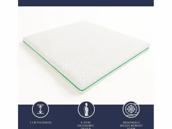 Hot The White Stone Topper matrimonial 160 x 200 Memory Foam Breeze 9 zonas | Altura 5 cm | Hecho en Italia