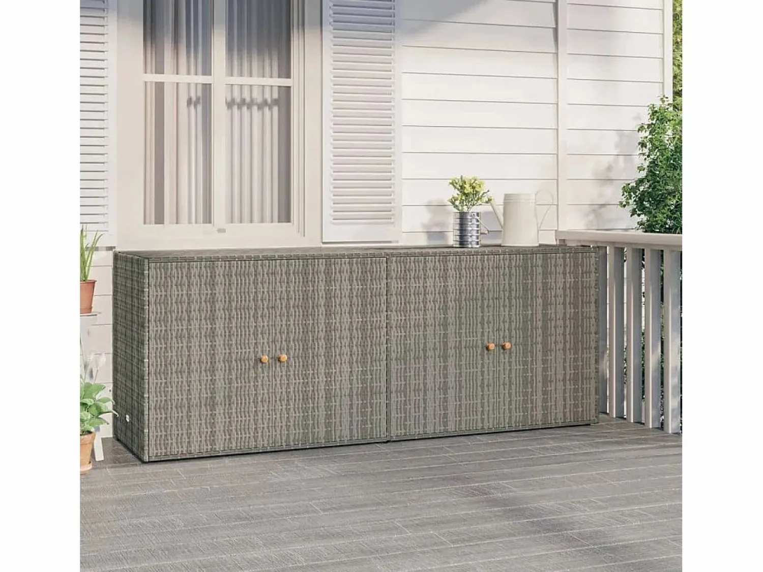 Garden Furniture Torgnyr Armario de almacenaje de jardín ratán PE 198x55,5x80 cm Gris