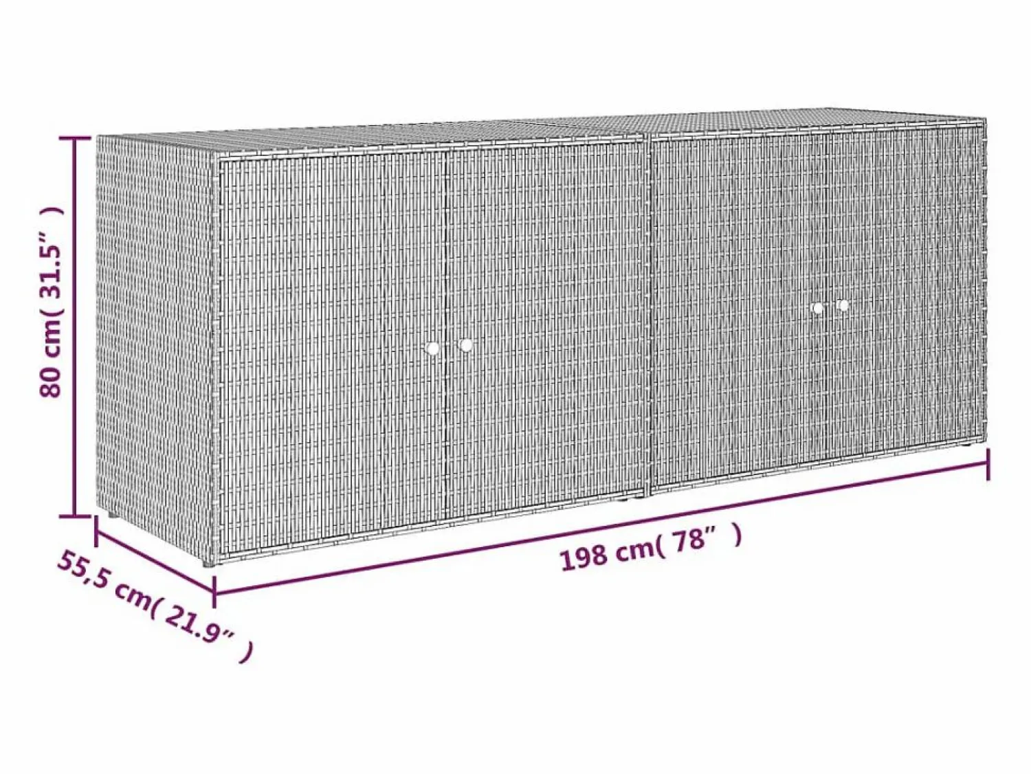 Garden Furniture Torgnyr Armario de almacenaje de jardín ratán PE 198x55,5x80 cm Gris