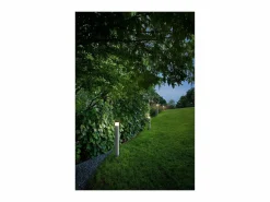 Sale Torre - Bolardo de jardín con 1 bombilla E27 máx. 20 W IP54, aluminio pintado, bolardo para exterior, color antracita, altura 60 cm - Perenz Gris