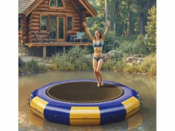 Discount Trampolín acuático Oryxearth de 3,04 m, resistente, con escalera incluida, 100 kg (/azul). Deportes Náuticos