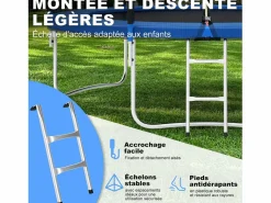 Discount Trampolín con red de seguridad de 305 cm - Juguete infantil para deportes, hogar y exterior con base segura y protección antióxido Negro