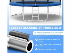 Discount Trampolín con red de seguridad de 305 cm - Juguete infantil para deportes, hogar y exterior con base segura y protección antióxido Negro