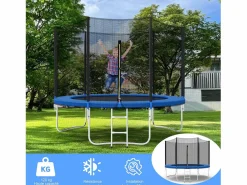 Discount Trampolín con red de seguridad de 305 cm - Juguete infantil para deportes, hogar y exterior con base segura y protección antióxido Negro