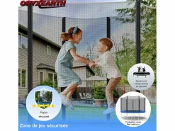 Discount Trampolín con red de seguridad de 305 cm - Juguete infantil para deportes, hogar y exterior con base segura y protección antióxido Negro