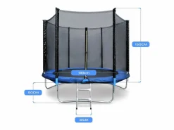 Hot Trampolín de Jardín Juegos al Aire Libre para Niños y Adultos 244 cm y Azul con Red de Seguridad Funda Protectora Cama Elástica