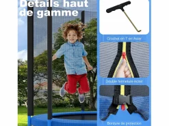 Hot Trampolín de Jardín Juegos al Aire Libre para Niños y Adultos 244 cm y Azul con Red de Seguridad Funda Protectora Cama Elástica