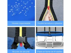 Best Trampolín de jardín para niños y adultos, juegos al aire libre, 183 cm, y azul, con red de seguridad y cubierta protectora. Cama Elástica
