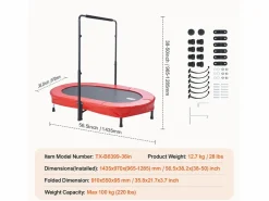 New Trampolín SucceBuy, Trampolín Mini 142 cm para Niños, Plegable, para Bebés, Interior y Exterior, Para Niños de 3 Años en Adelante, Cama Elástica