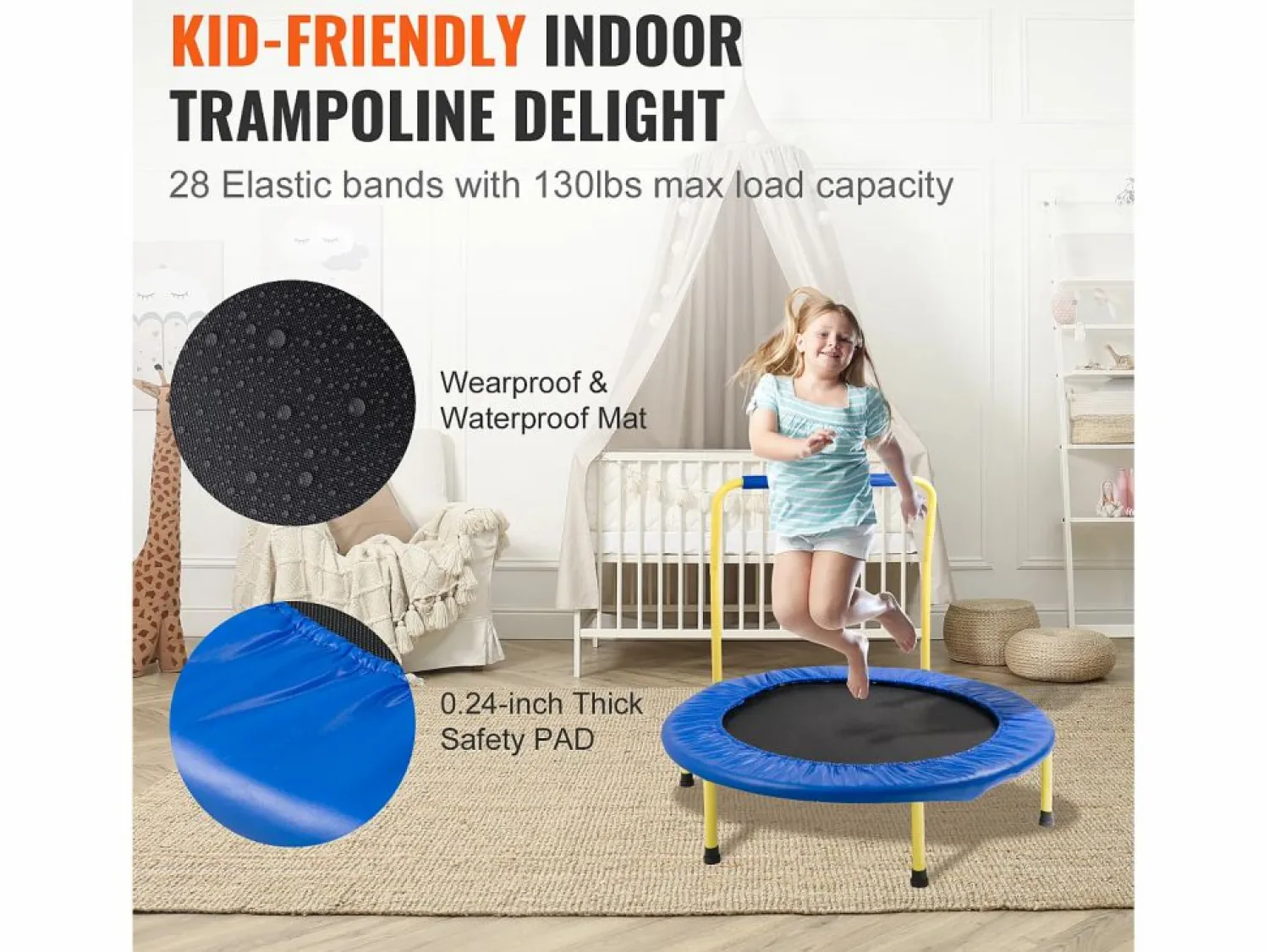 Discount Trampolín SucceBuy Trampolín de 3 Patas para Niños, Plegable para Interior y Exterior