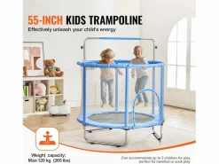 Trampolín SucceBuy, Trampolín Mini de 140 cm para Niños, para Bebés con Red para Uso Interior y Exterior