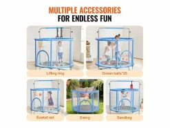 Trampolín SucceBuy, Trampolín Mini de 140 cm para Niños, para Bebés con Red para Uso Interior y Exterior