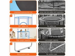 Trampolín SucceBuy, Trampolín Mini de 140 cm para Niños, para Bebés con Red para Uso Interior y Exterior