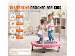 Trampolín SucceBuy, Trampolín Mini de 91 cm para Niños, Plegable, para Uso Interior y Exterior, para Niños y Niñas, Rojo Rosa