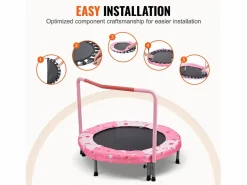 Trampolín SucceBuy, Trampolín Mini de 91 cm para Niños, Plegable, para Uso Interior y Exterior, para Niños y Niñas, Rojo Rosa