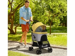 Online Transportín plegable 2 en 1 para perros con cojín, 4 ruedas y ventana de malla, de acero y Oxford, (82 x 49,5 x 98 cm) Transportín De Paseo Para Animales